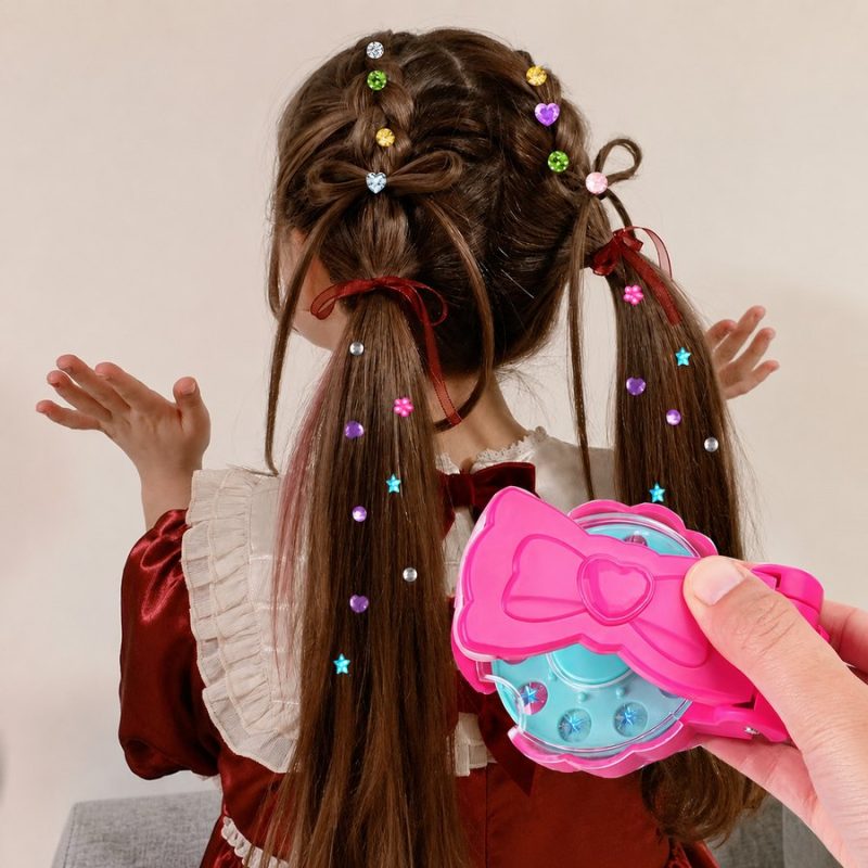 Hair Gem Stamper Toy Kit For Girls Glam Bling Styling Machine Diy Arts Crafts Perfect Gift Toys For Kids 4
