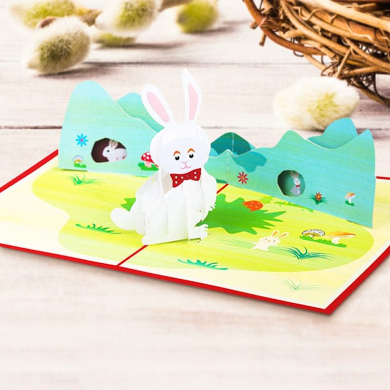 Easter Bunny 3D Pop Up Card Easter Greeting Card Gifts for Kids