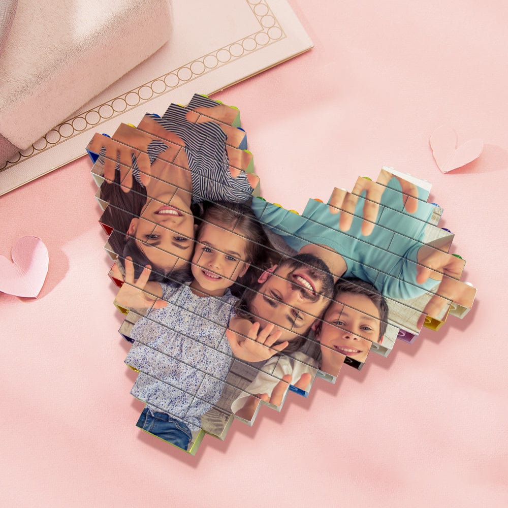 Personalised Heart Shaped Building Brick Custom Photo Block Colors Brick Puzzles Gifts - Image 2