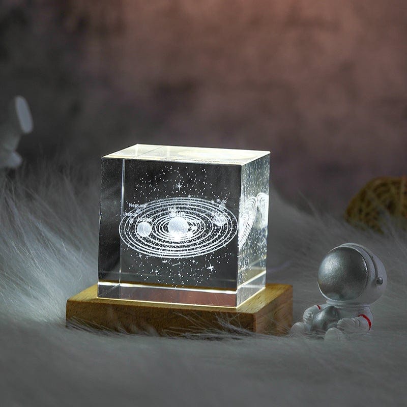 Crystal Cube Galaxy Crystal Cube Engraved Solar System Crystal Cube Sculpture Souvenir