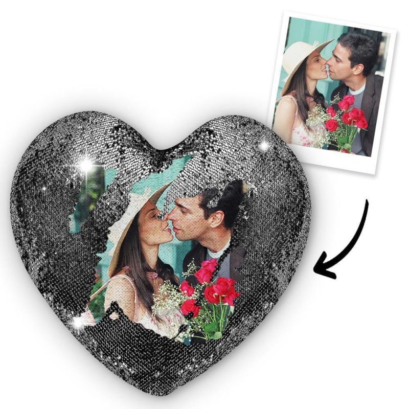 Anniversary Gift Heart-shaped Sequin Pillow – 5 Colors Custom Valentines Day Gifts