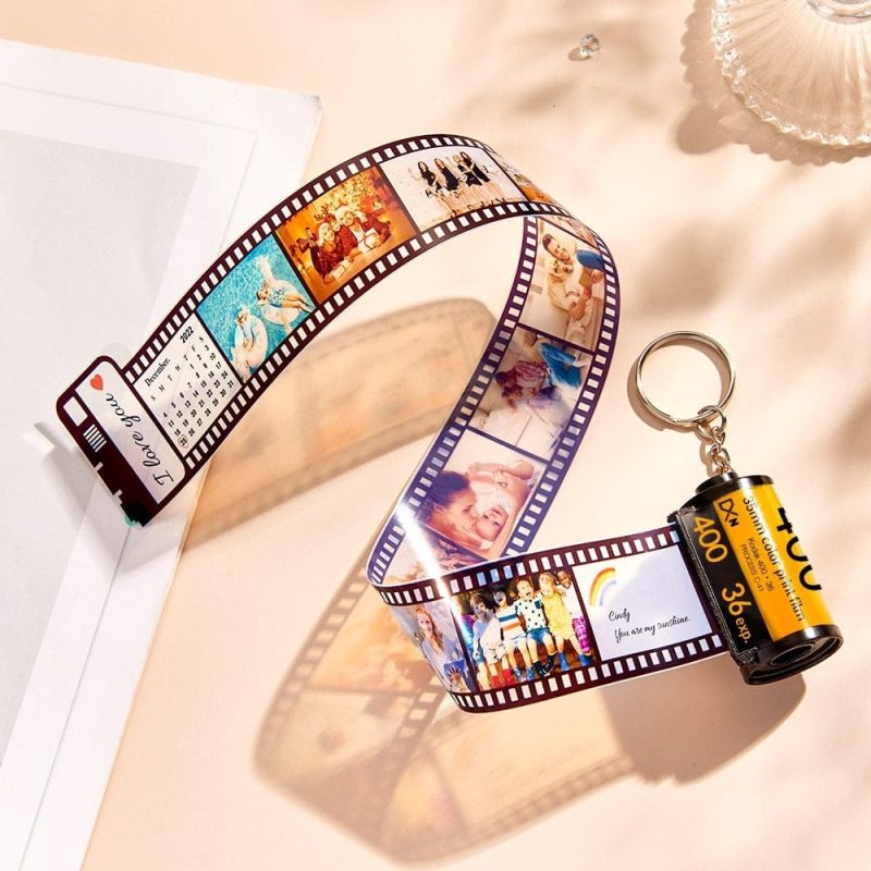 Custom Camera Roll Film Keychain with Text Calendar Keychain I Love You Gifts Save The Date Keychain