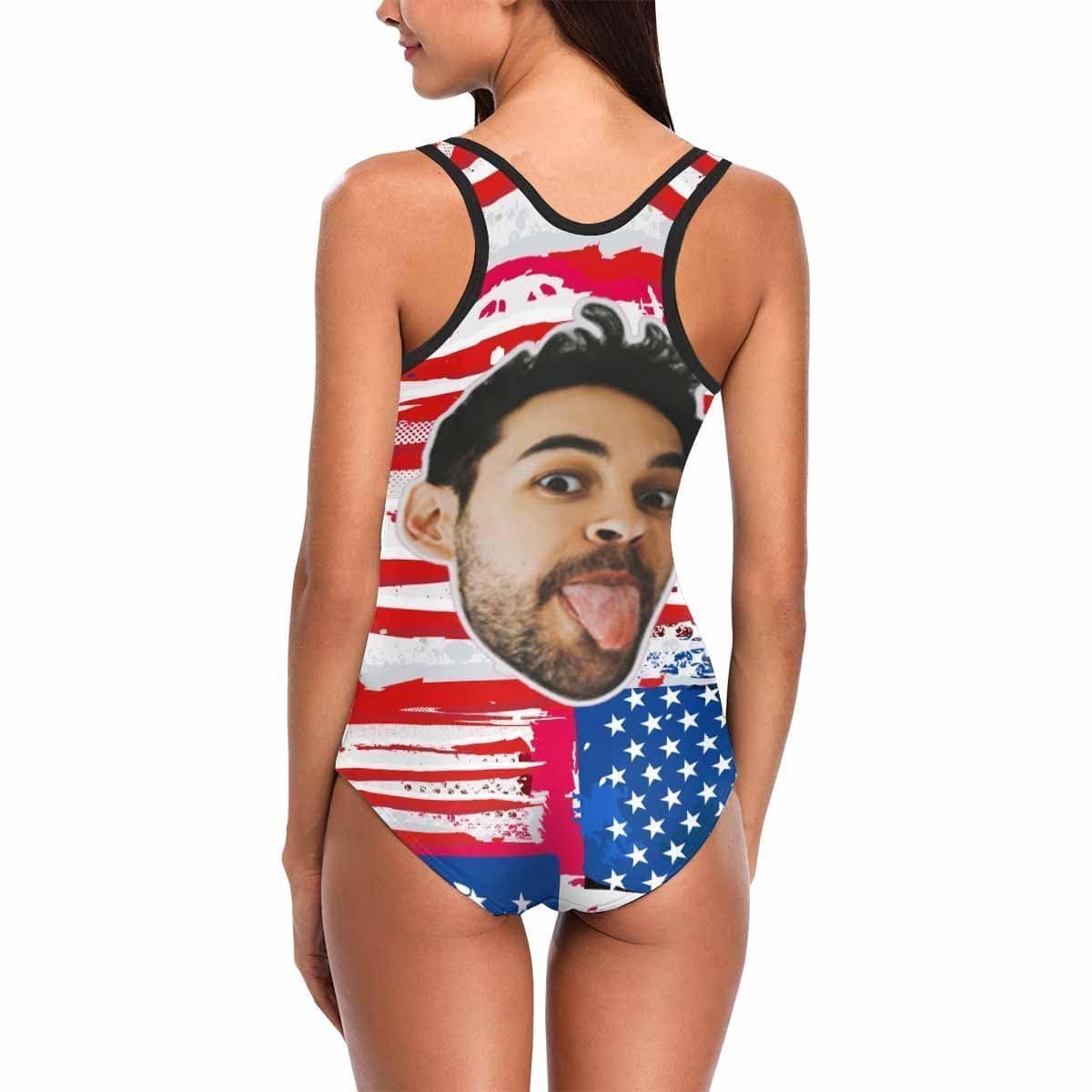 Custom Printed Swimsuit Custom Swimming Suits Gift For Girlfriend - USA Flag - Image 2