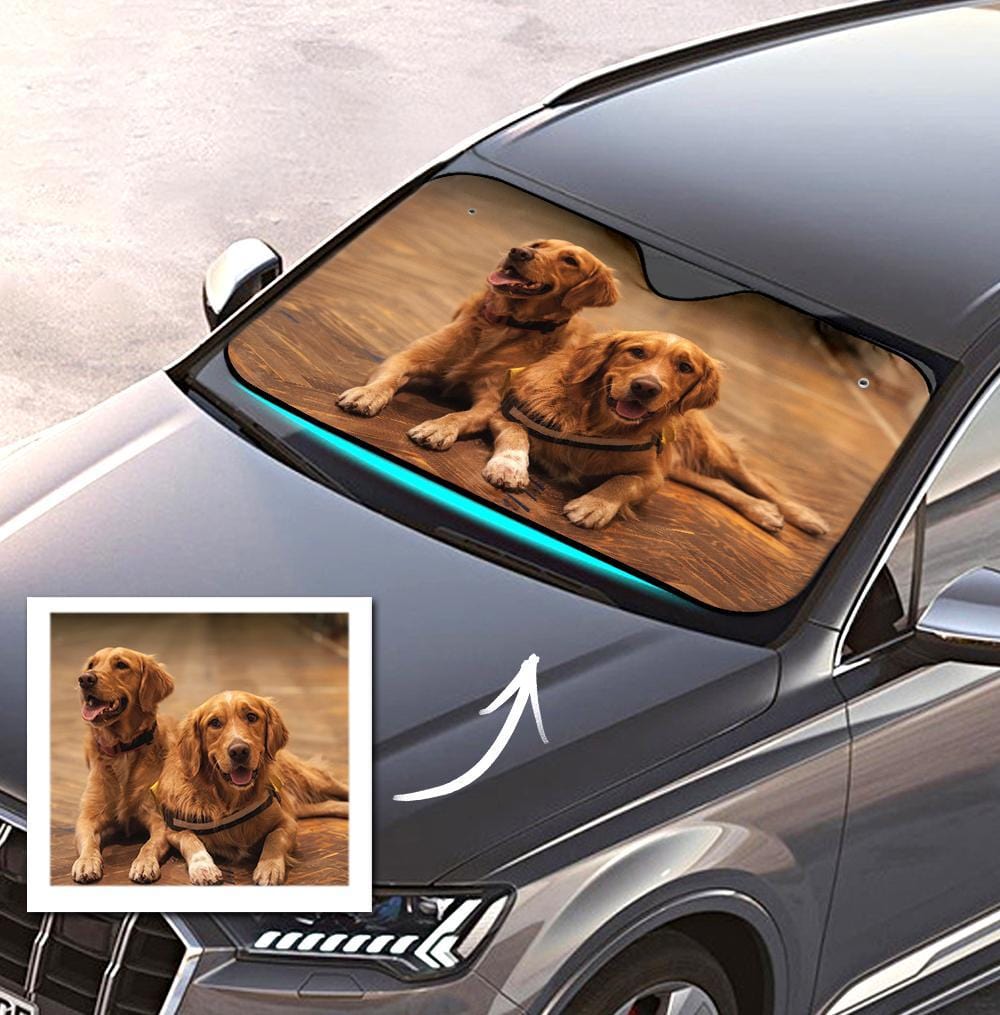 Custom Photo Sun Shade Windshield Car Accessories UV Protective Gifts For Pet Lovers