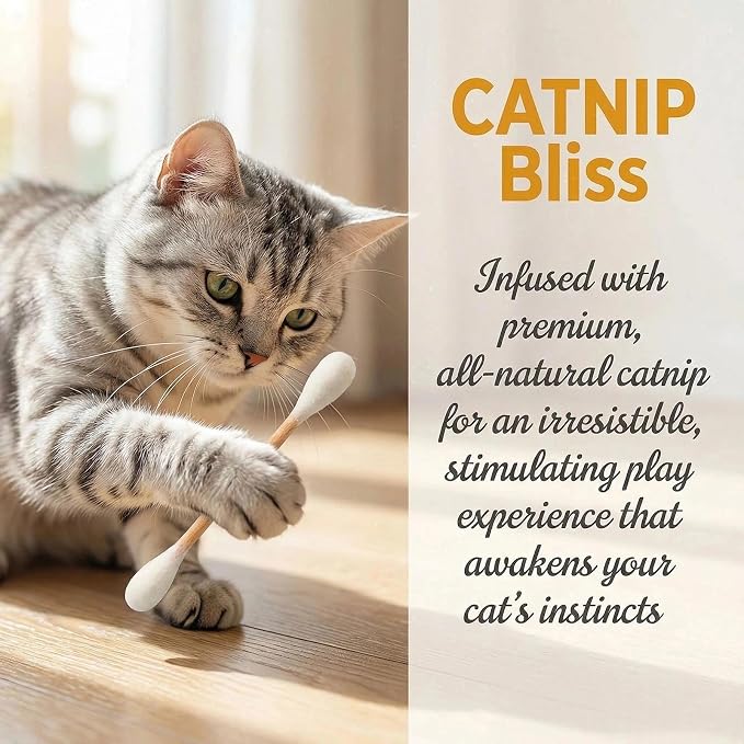 Catnip Cat Toys, Wool Felt Oversized Cotton Swab Shape Kitten Interactive Toy