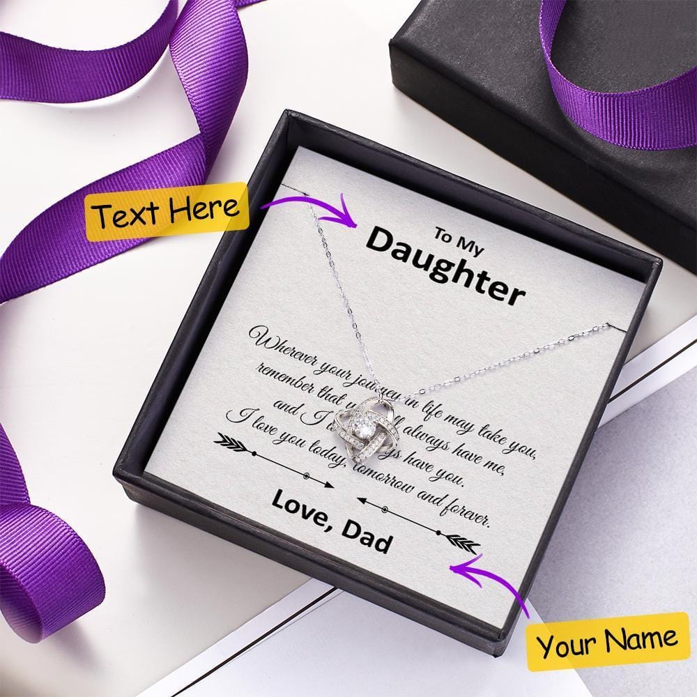 Love Knot Necklace With Personalized Custom Message Card Daughter Gifts - Image 2