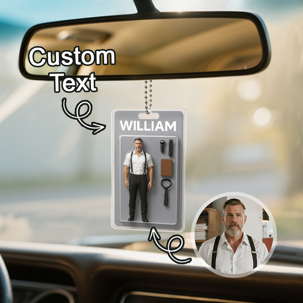 Fully Body Customizable Action Figure Pack Packaging Toy Box Style Art Gift Personalized Acrylic Car Hanger Gift for Him - Image 4