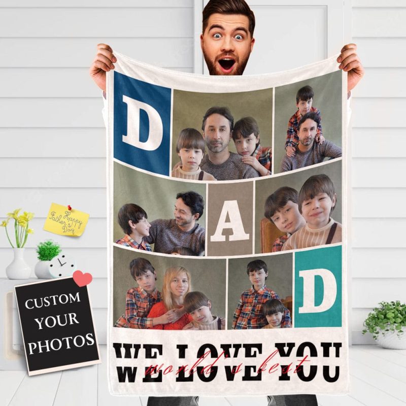 Father’s Day Blankets Personalized Photo Blanket for Dad Father’s Day Gift