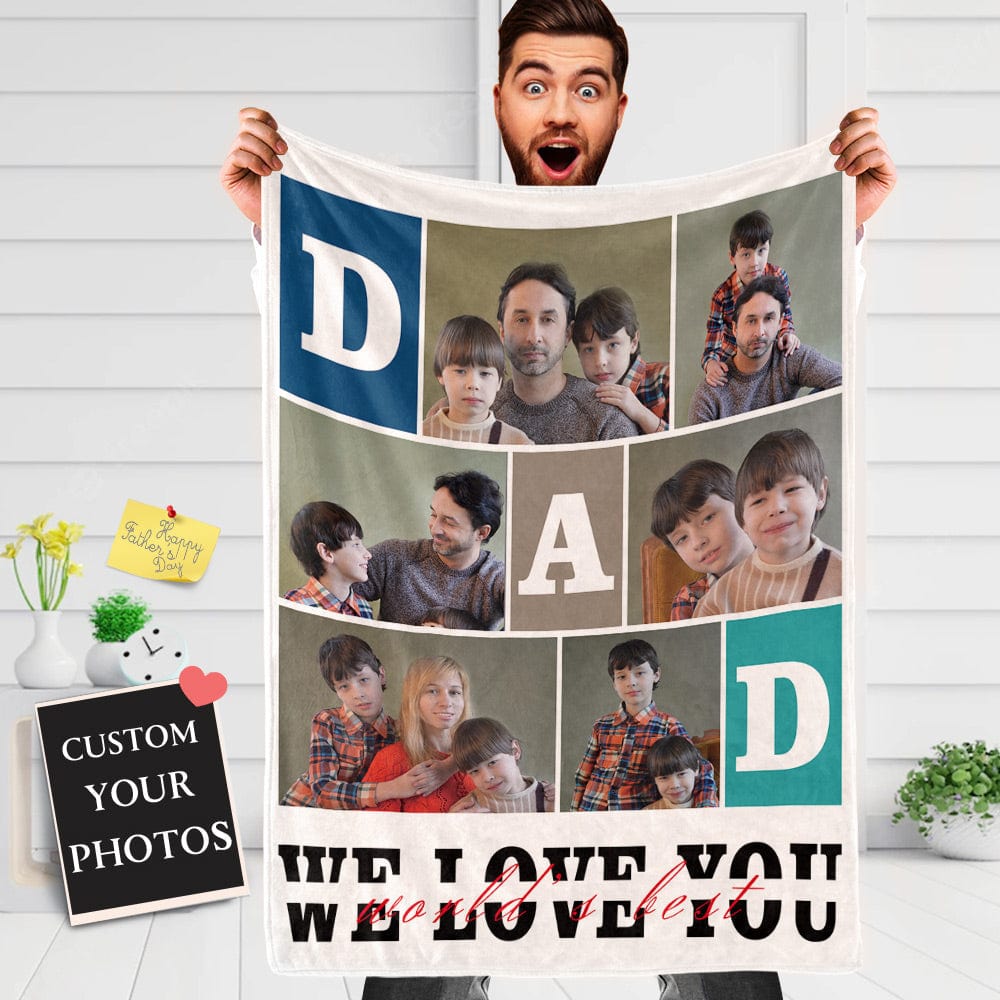 Father's Day Blankets Personalized Photo Blanket for Dad Father's Day Gift