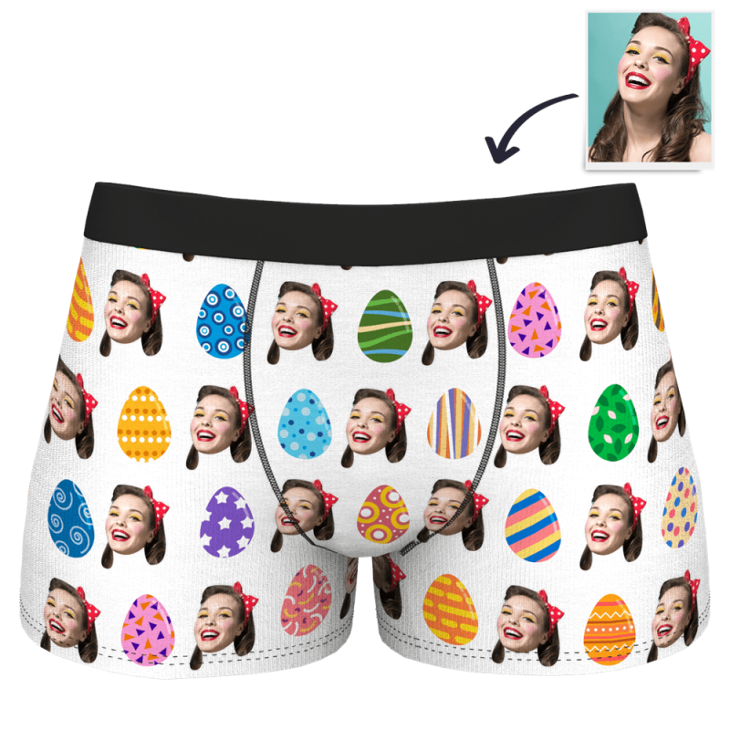 Custom Mens Easter Underwear Easter Egg Boxer Brief with Face For Boyfriend