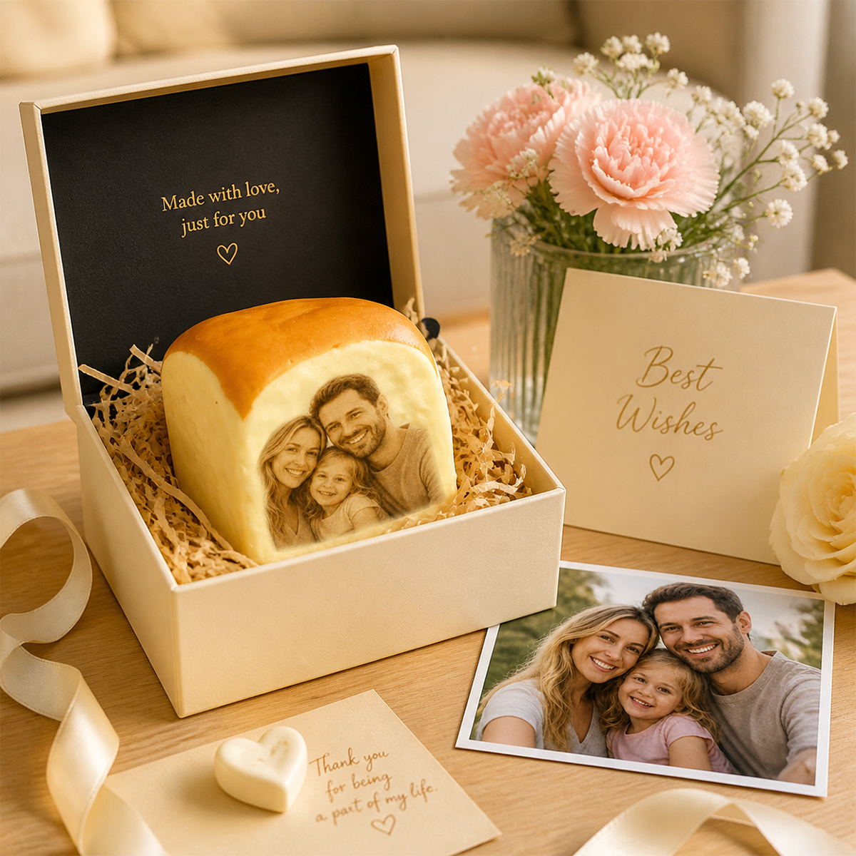 Custom Photo Bread Shaped Soft Toy Personalized Gift for Couples