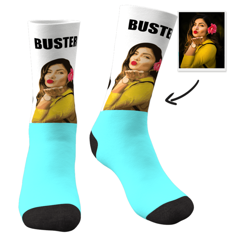 Custom Photo Socks Dog Painted Art Portrait With Your Text Socks