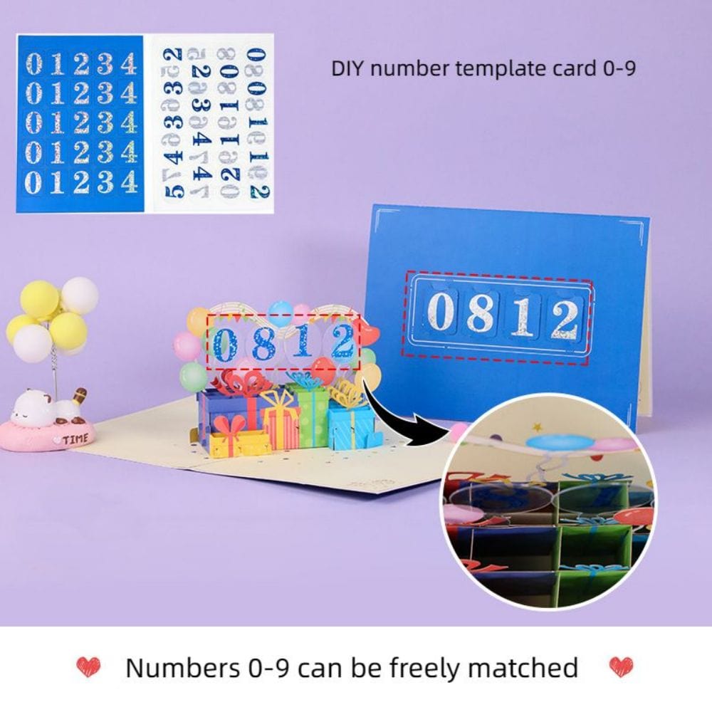 DIY Number Gift Box 3D Pop Up Greeting Card Birthday Gift Commemorative Gift - Image 2