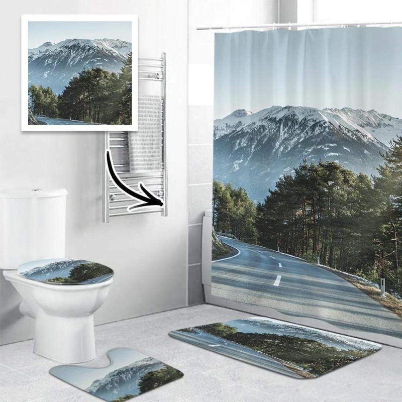 Photo Shower Curtain Bathroom Rug Set Housewarming Gift for Men Bathroom Gifts