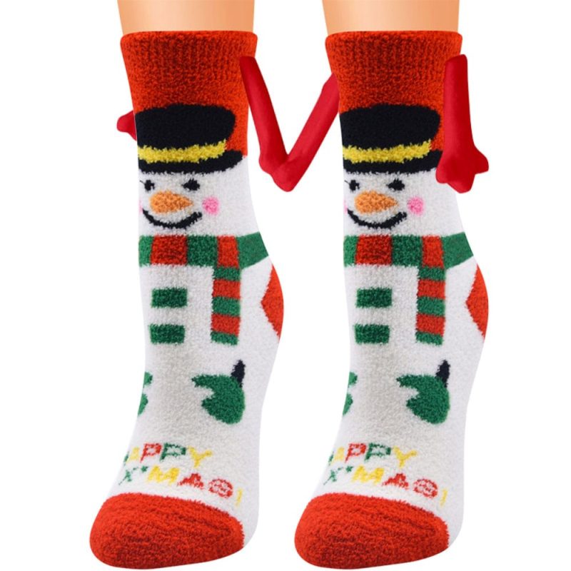 Christmas Couple Socks Magnetic Hand in Hand Socks Unique Christmas Gifts-Snowman