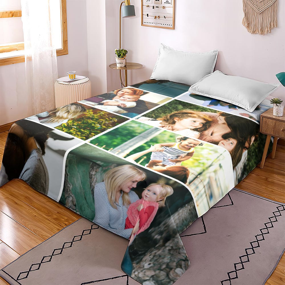 Custom Bed Sheet With Photos Mother's Day Gifts 1-9 Photos