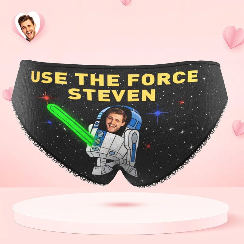 Custom Face Panties Personalized Photo Women’s Lace Panties USE THE FORCE Valentine’s Day Gift