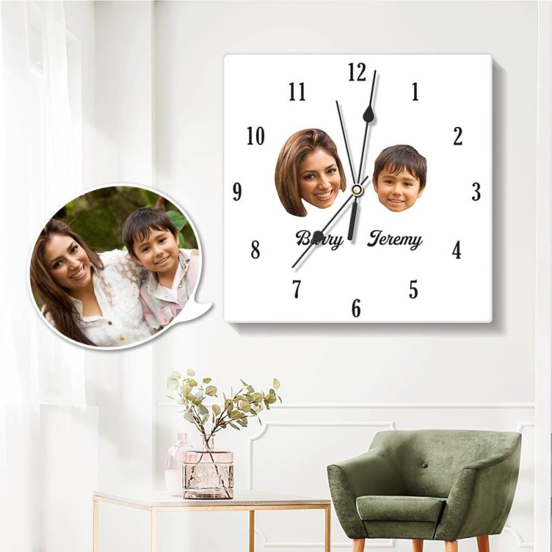 Custom Face Wall Clock Personalized Wall Clock Square Gift for Mom 7.87*7.87in