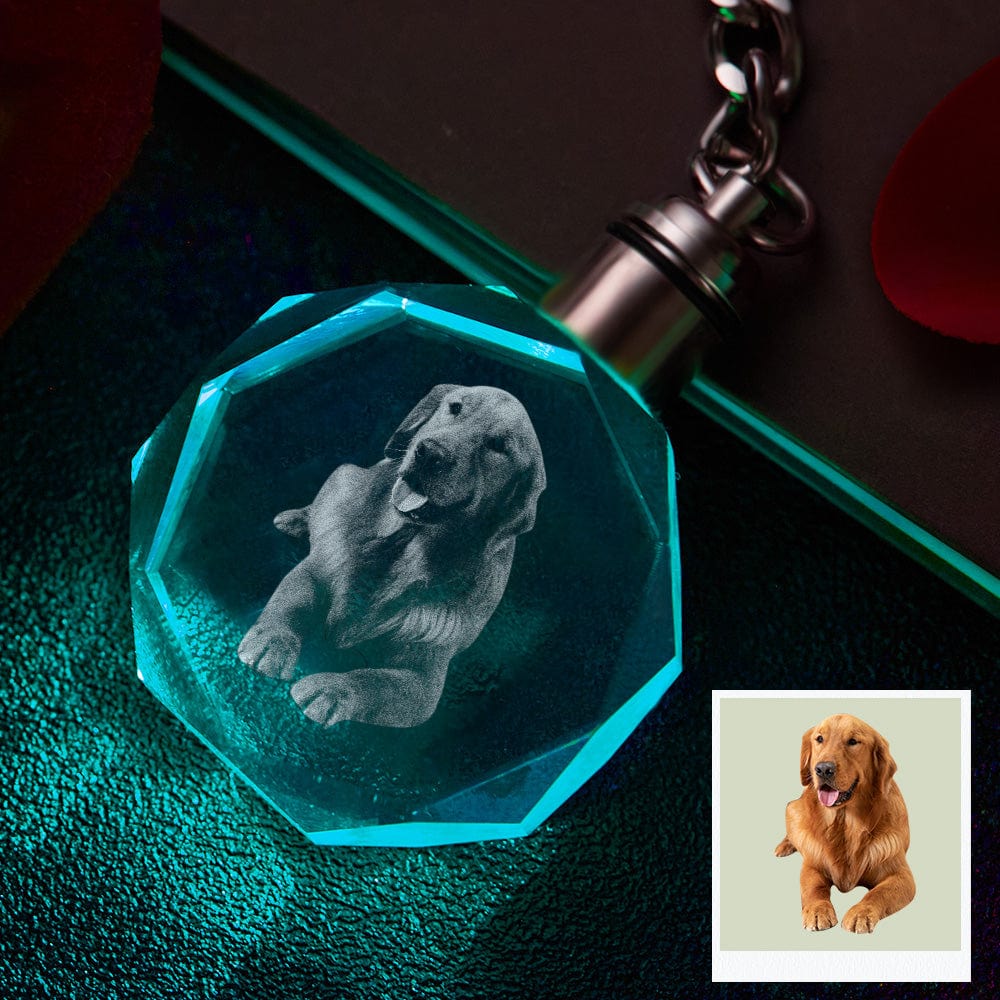 Custom Keychain Crystal Photo Keychain Octagon Shape Personalized Gifts for Pet Lovers - Image 2