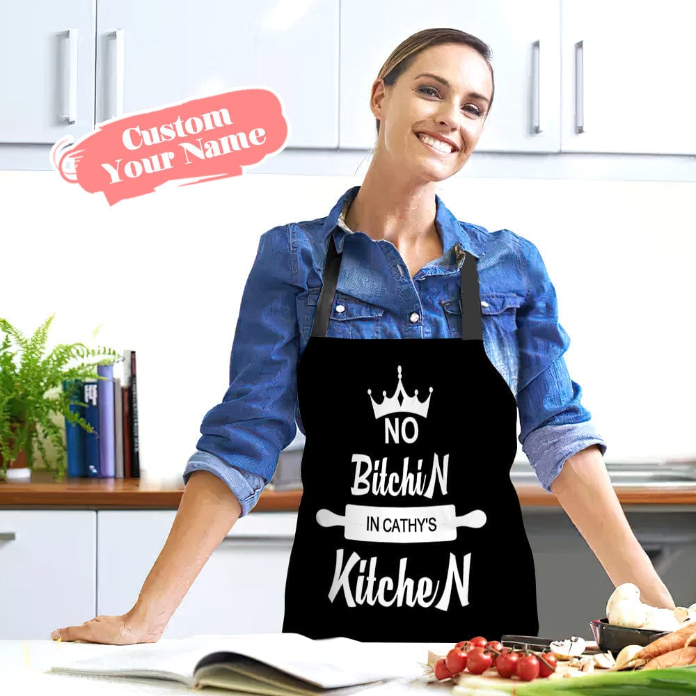 Custom Name Apron Personalized Aprons Kitchen Gift for Her-No Bitchin in My Kitchen - Image 2
