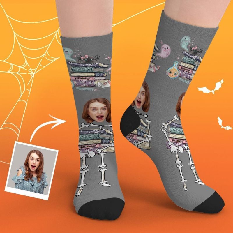 Halloween Face Socks Custom Halloween Skeleton Socks Halloween Gifts for Friends Unisex