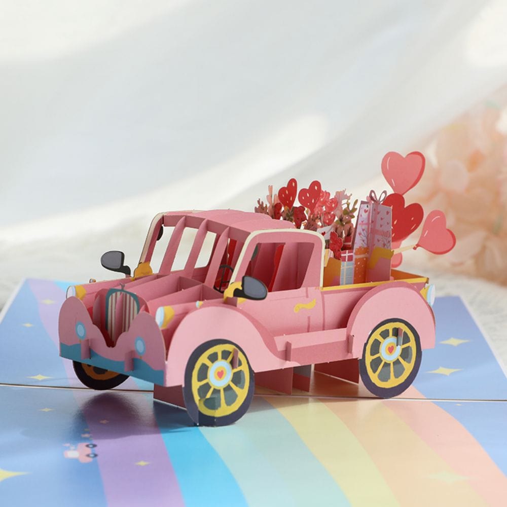 3D Creative Valentine's Day Pop Up Card Love Car Pop Up Greeting Card - Image 2