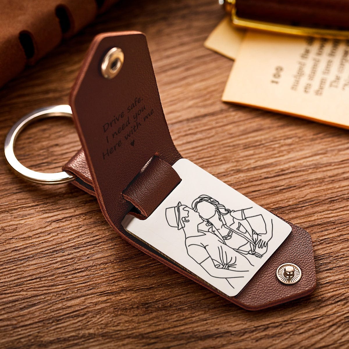 Custom Photo Keychain Leather Keychain With Date Anniversary Gift For Boyfriend - Image 2
