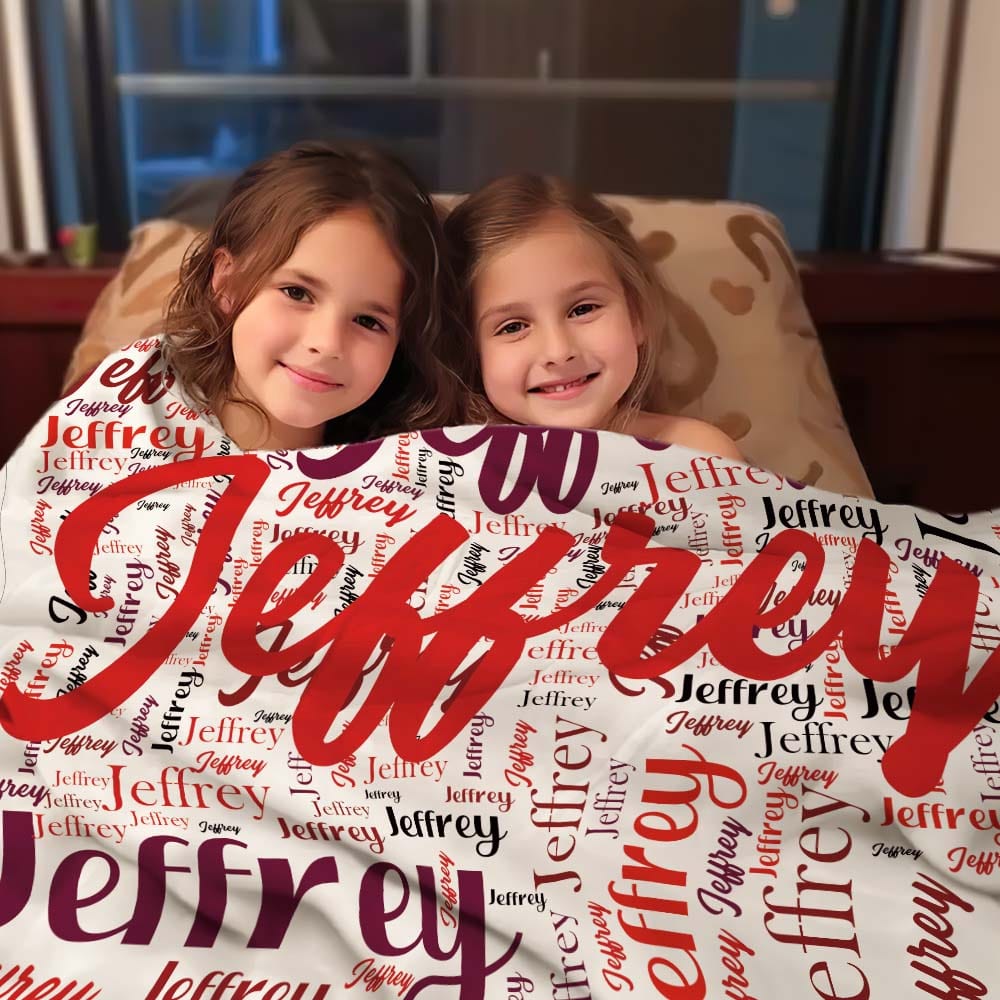 Custom Name Family Blanket Personalized Word Cloud Art Design Blanket Gift for Family - Image 2