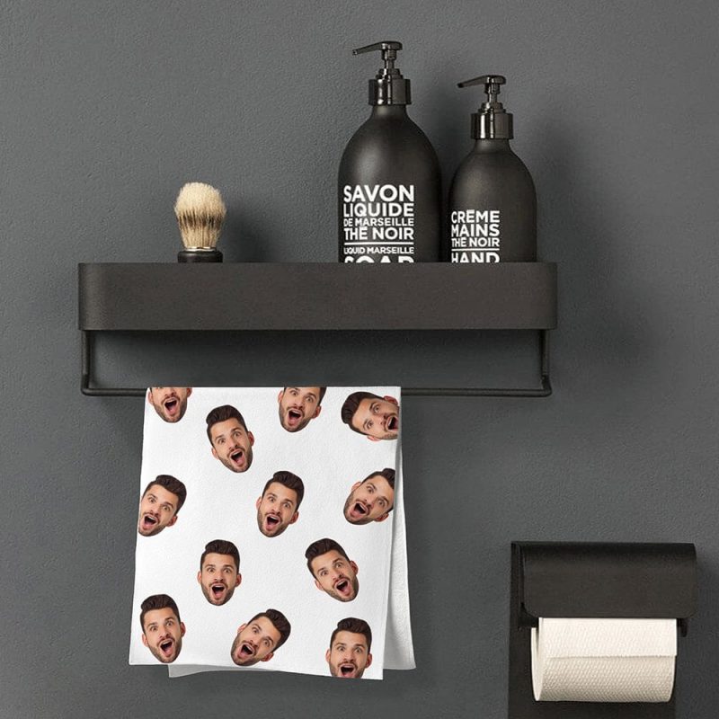 Design Your Own Towel With Face Funny Gifts for Family Personalized White Towel