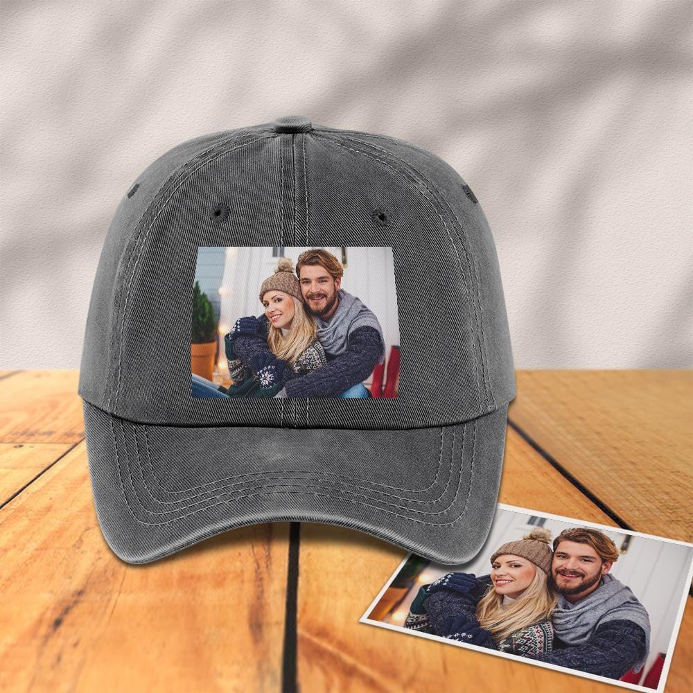 Custom Photo Baseball Cap Valentine's Day Gifts - Grey