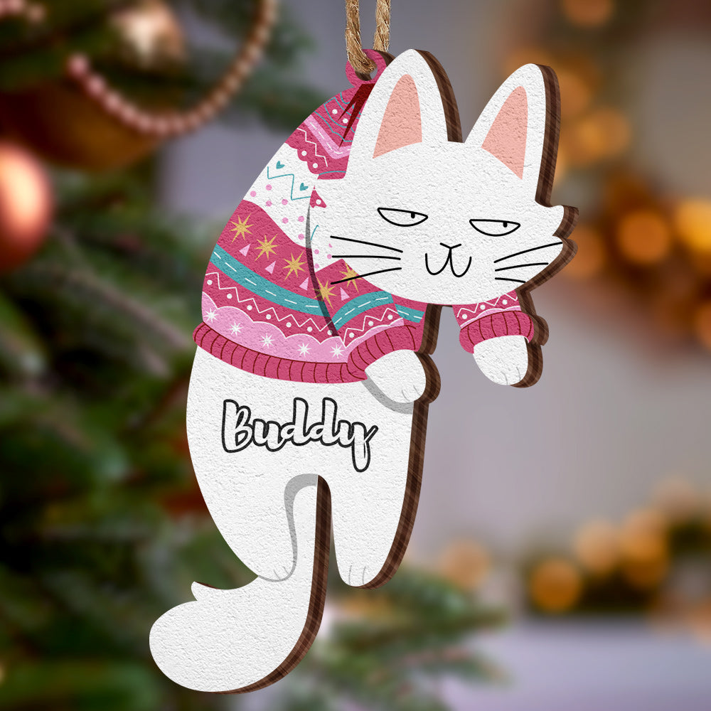 Personalized Wooden Ornament Hanging Cat Christmas Gifts - Image 2