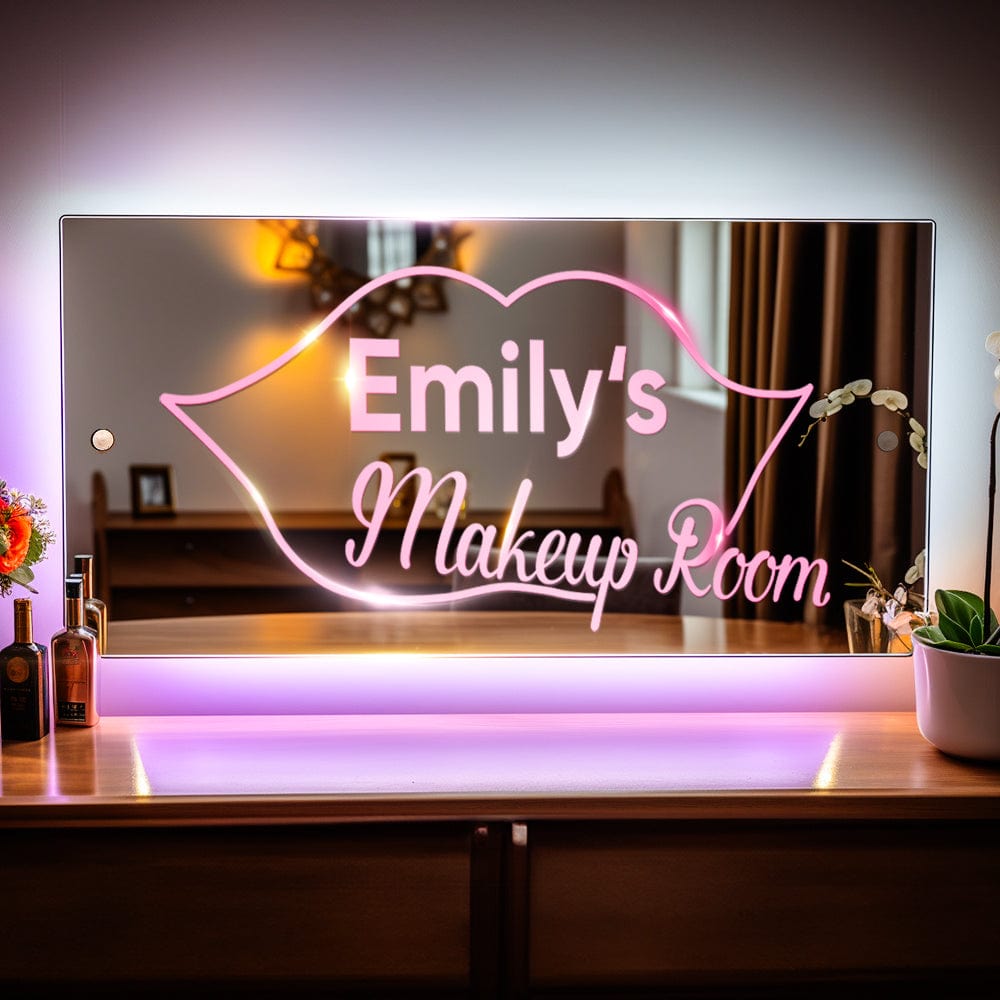 Personalized Makeup Room Wall Mirror Light Sign Colorful Mirror Light Valentine's Day Gift - Image 2