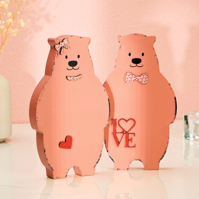 Wooden Couple Bear Home Decor Valentine’s Day Gift for Couple