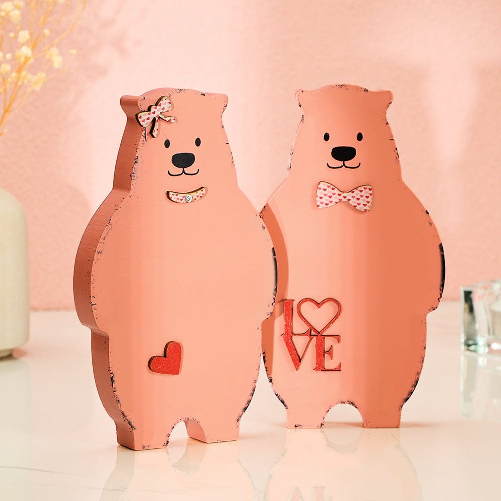 Wooden Couple Bear Home Decor Valentine's Day Gift for Couple