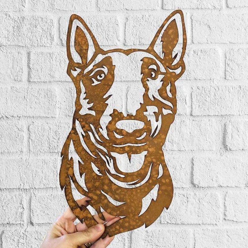 Dog Metal Wall Art Hanging Home Decor English Bull Terrier Puppy Pet