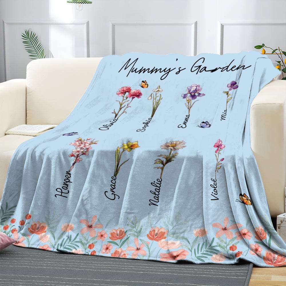Personalized Grandma Mommy Garden Blanket Custom Birth Month Flower Blanket Warm Gift For Mom - Image 3