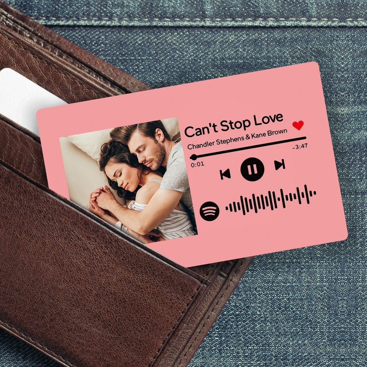 Custom Spotify Music Code Wallet Card Personalized Message Card Pink - Image 2