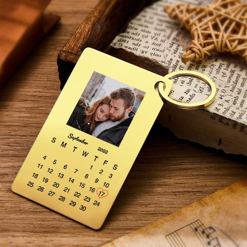 Date Keychain Anniversary Keychain Calendar Keychain Personalized Photo Keychain Gift For Couples