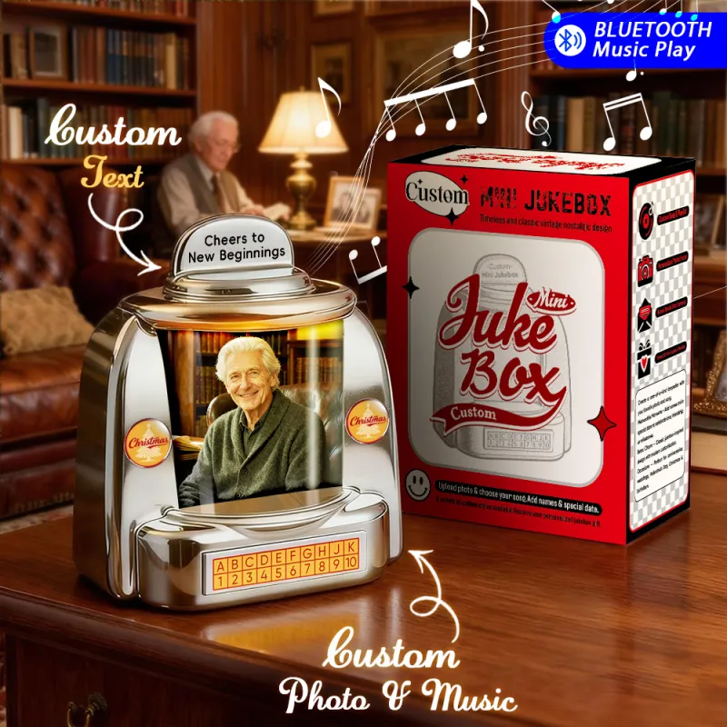 Mini Jukebox Retro Speaker — Personalized Photo & Song
