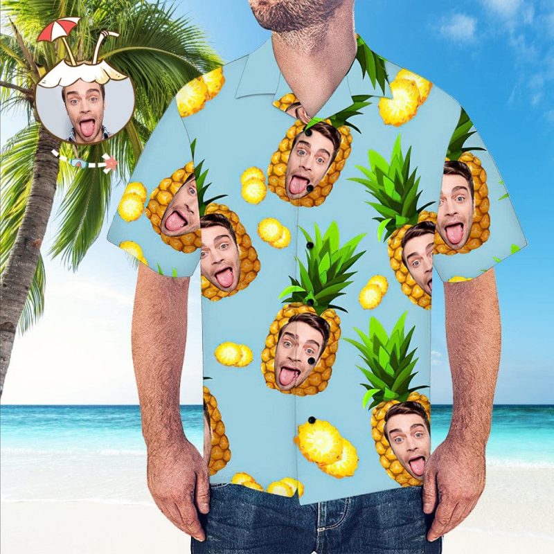 Custom Face Pineapple Hawaiian Shirt for Him – Relaxed Island Vibes for Birthday