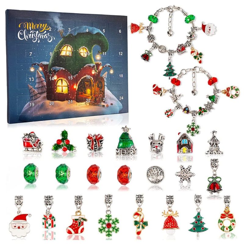 Christmas Advent Calendar 24 Days DIY Christmas Bracelet Gifts for Kids