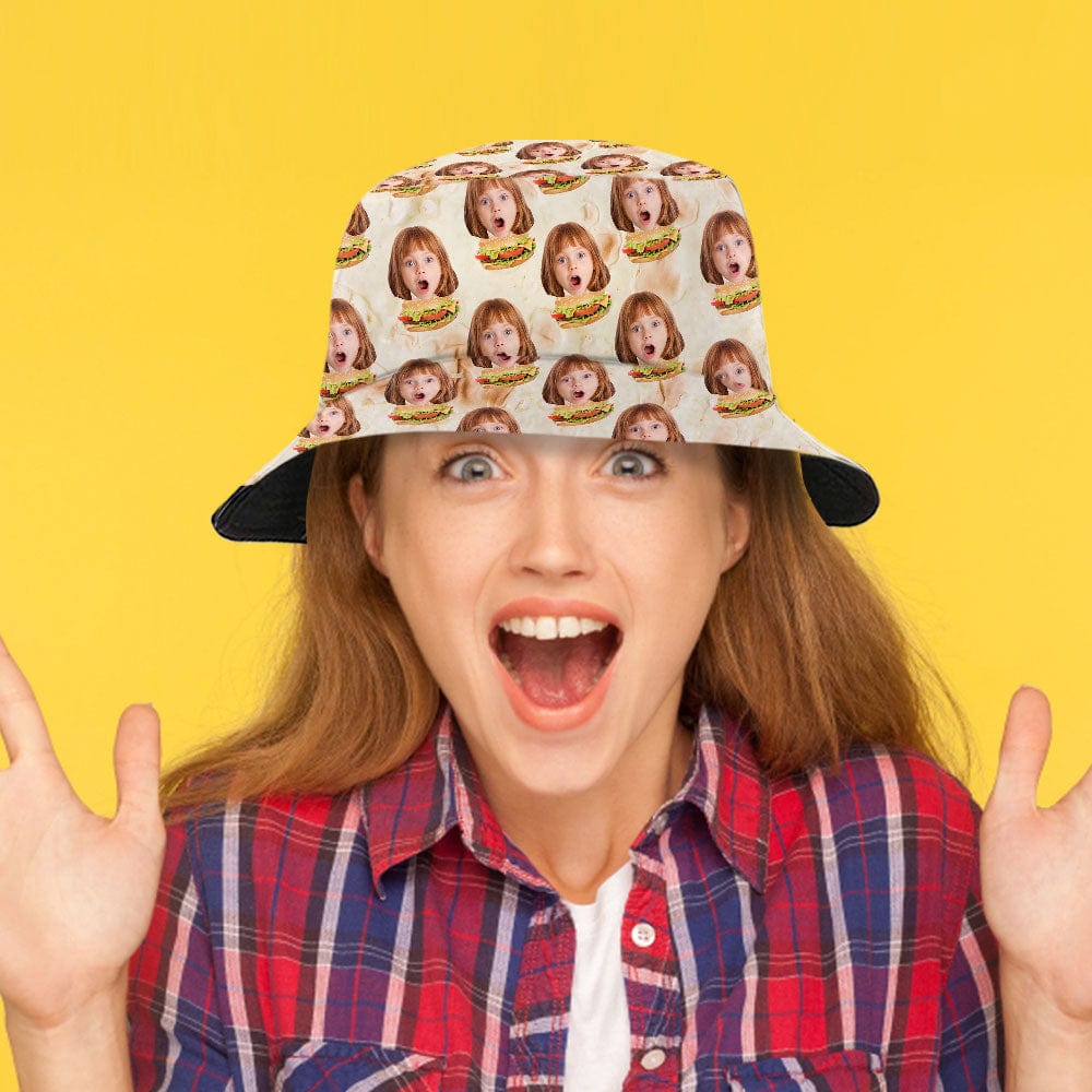 Photo Bucket Hat Custom Bucket Hats Hamburger Fisherman Hat Gifts For Him - Image 2