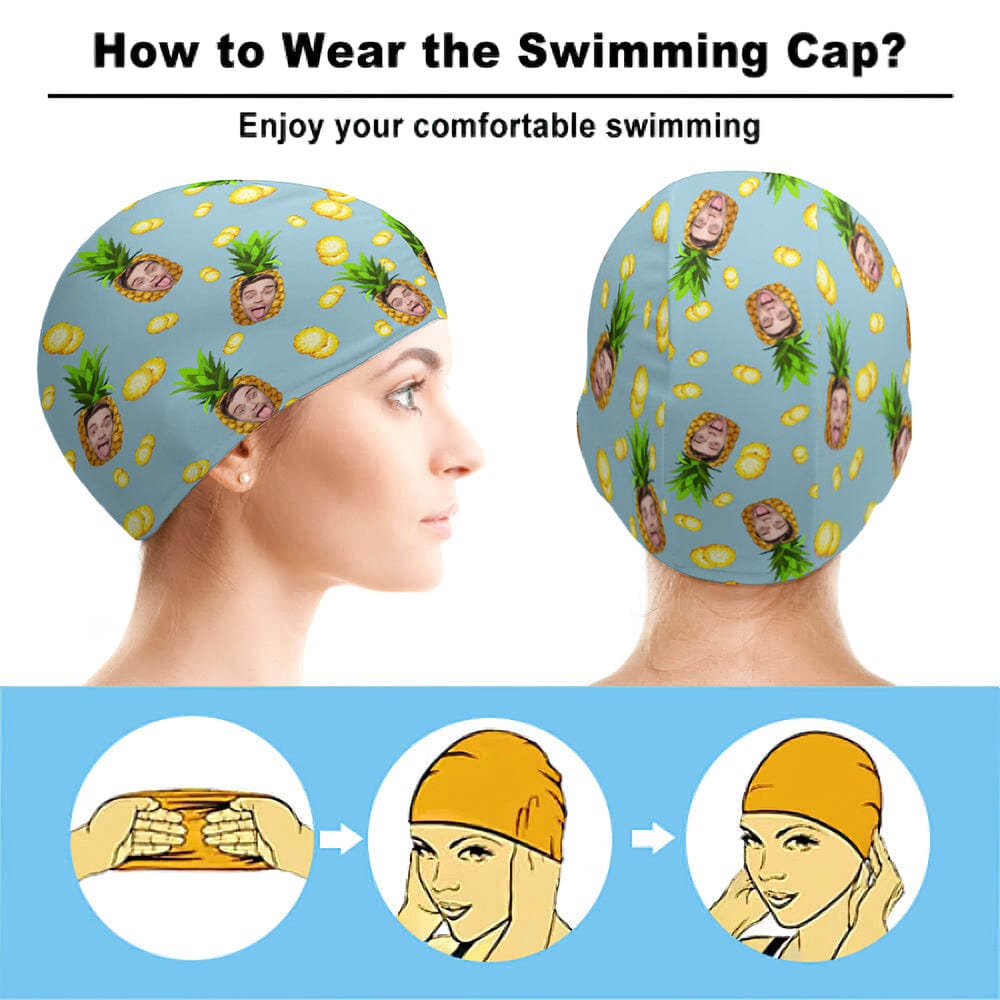 Custom Face Swimming Cap Custom Swimming Cap Pineapple Swim Caps Unisex - Image 5