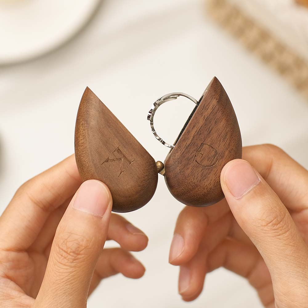 Secret Engraved Heart Flip Ring Box Personalized Unique Jewelry Ring Box - Image 3