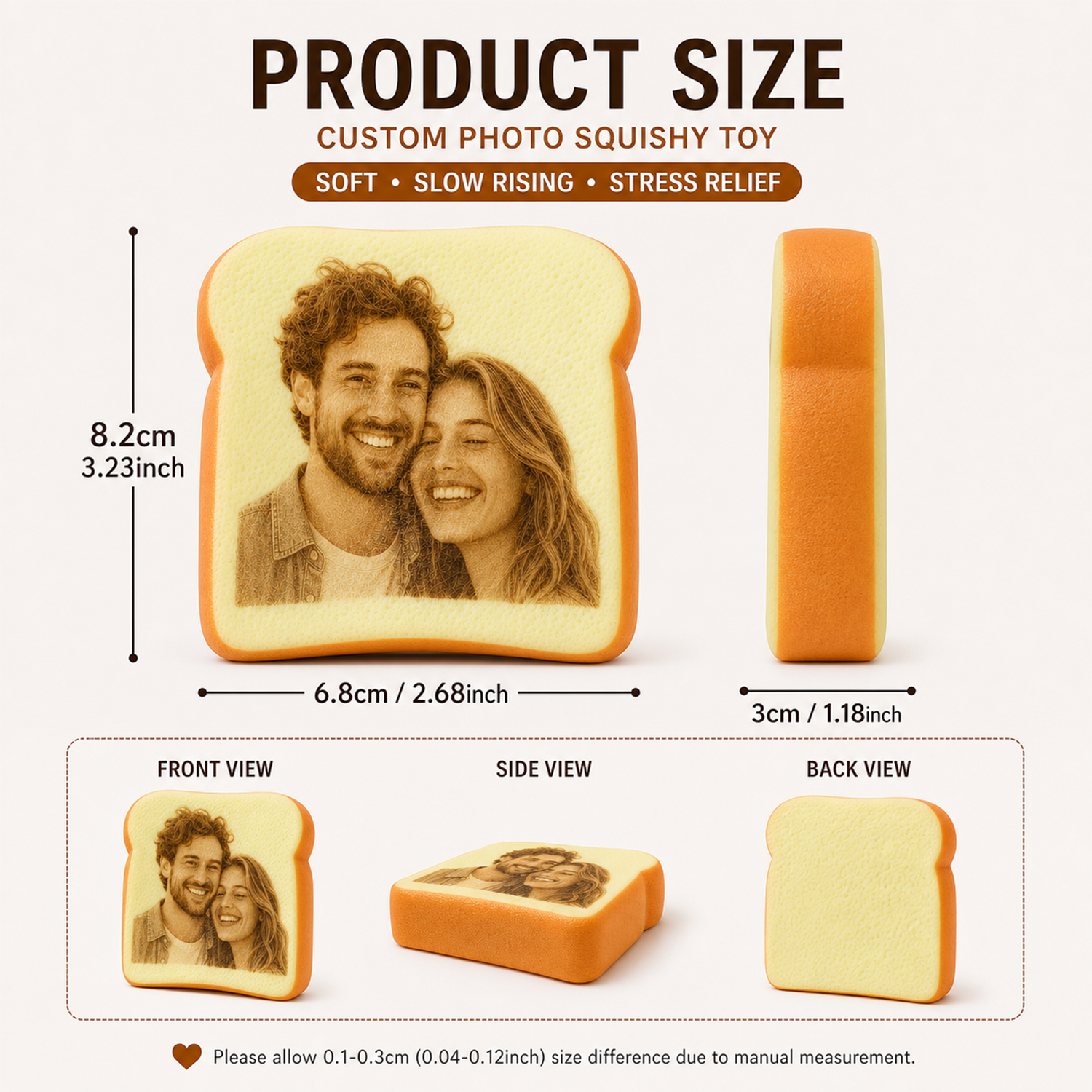 Personalized Photo Toast Squishy Toy Custom Face Bread Stress Relief Fidget Toy Cute Memory Gift For Friends Couples And Pet Lovers 5 - Image 2