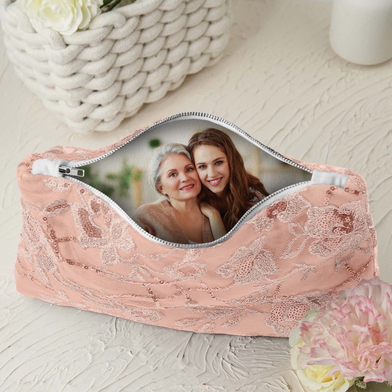 Custom Photo Purse with Sequin Lace Wallet for Mom Mother’s Day Gifts