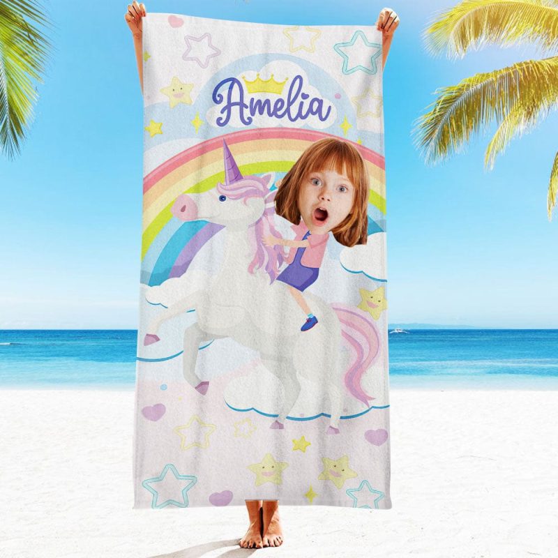 Custom Face Beach Towel Personalized Beach Towel Funny Gift for Kids