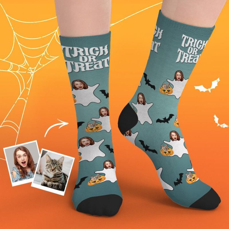 Halloween Face Socks Trick Or Treat Face Socks Halloween Gifts for Cat Lovers