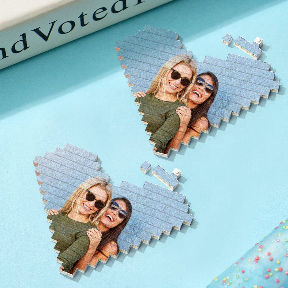 Custom Building Brick Personalised Photo Block Heart Shaped Gifts for Friends - Image 3
