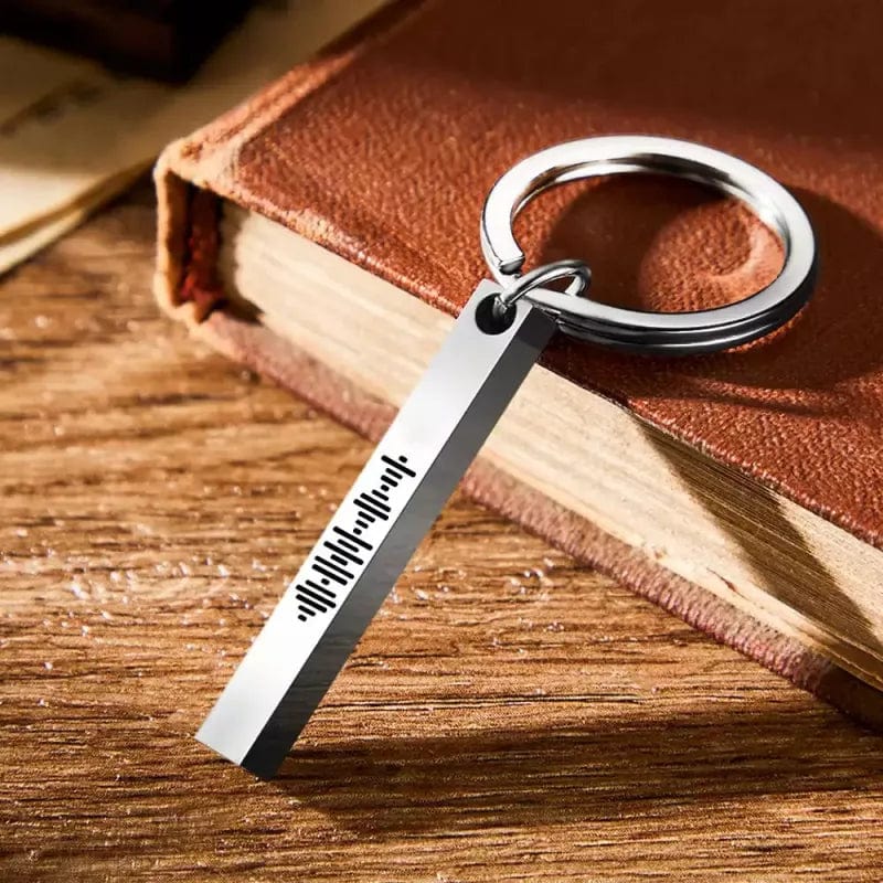 Custom Scannalbe Music Code Keychain Custom 3D Engraved Vertical Bar Keychain Stainless Steel - Image 2